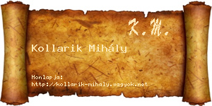 Kollarik Mihály névjegykártya